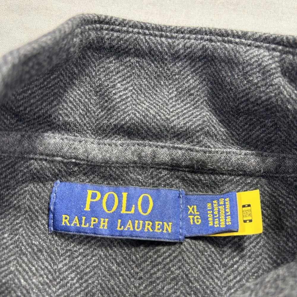 Polo Jeans Ralph Lauren Sweater Mens XL Gray Herringbone 1/4 Zip Lighweight Golf